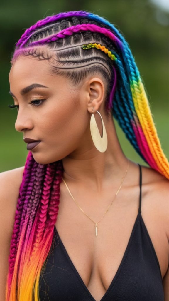 14. Cornrows with Color Extensions