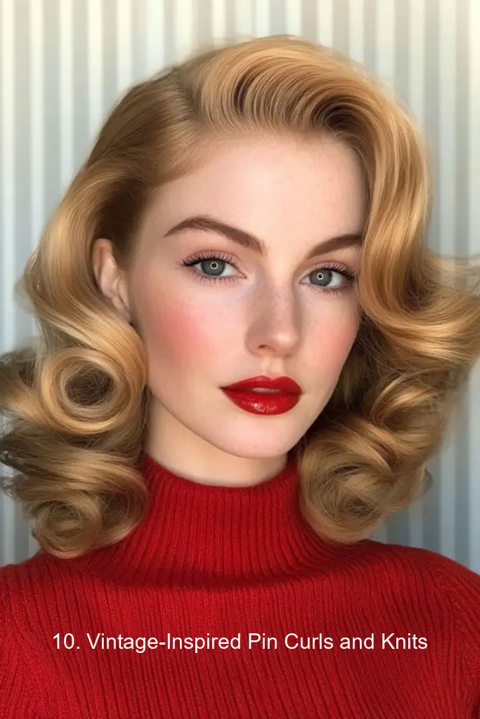 10. Vintage-Inspired Pin Curls and Knits