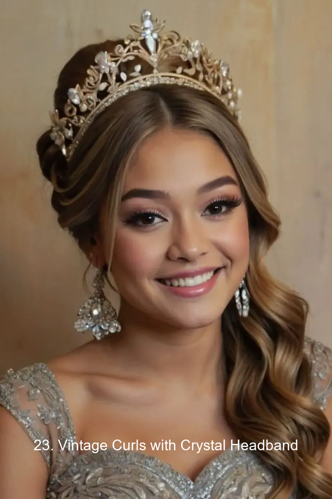 23. Vintage Curls with Crystal Headband