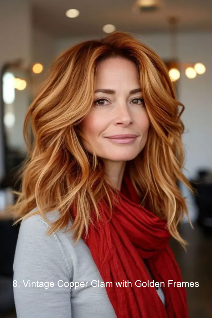 8. Vintage Copper Glam with Golden Frames